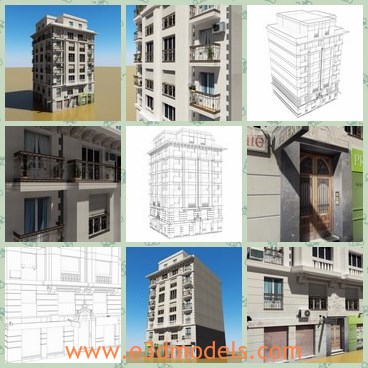 3d model the mixed building - This is a 3d model of the mixed building,which is realistic and detailed.The building is modern and tall,which also built for rental.