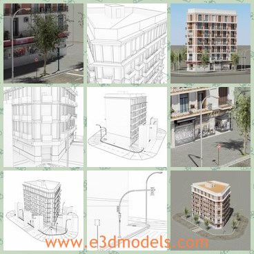 3d model the modern apartment - This is a 3d model of the modern apartment,which is built neat the street and the balconies are pretty and modern.