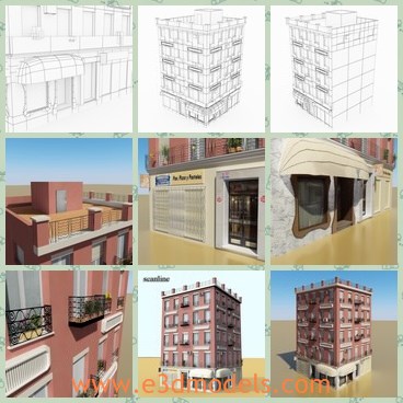 3d model the  modern building - This is a 3d model of the modern building,which is modern and realistic.The model is made as the apartment.