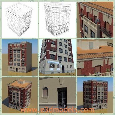 3d model the modern building - This is a 3d model of the modern building,which is modern and made with bricks and files.