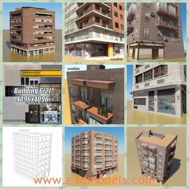 3d model the modern building - This is a 3d model of the modern building,which is tall and built with balcony.