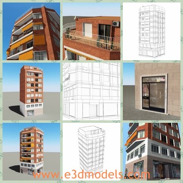 3d model the modern building - This is a 3d model of the modern building,which is built with high quality.The balcony is made with glass and very charming.