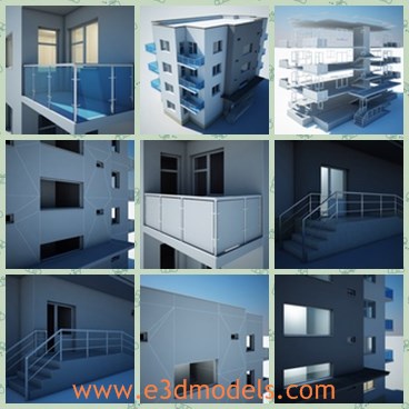 3d model the modern building - This is a 3d model of the modern building,which is the apartment in the center of the city made for young people.