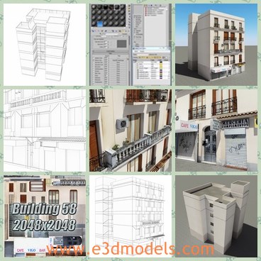 3d model the modern building - This is a 3d model of the modern building,which is the typical style in USA.The building is built with balcony and other equipment.
