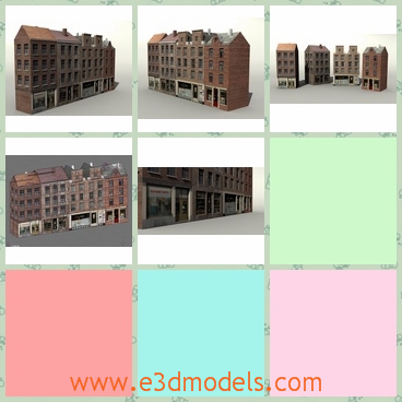 3d model the modern building - This is a 3d model of the modern building,which is built in modern style.A set of Dutch buildings as seen in Amsterdam. The four individual buildings can be arranged separately.