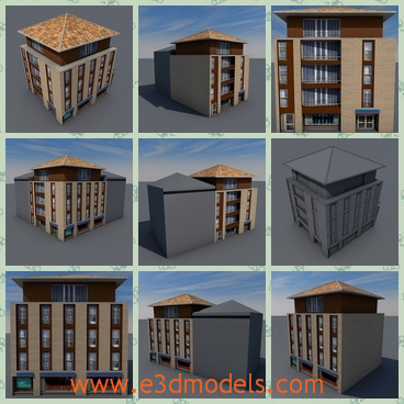 3d model the modern building - This is a 3d model of the building,which is not high but modern and glorious.The building us the hotel newly created and the internal is pretty luxury.