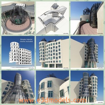 3d model the modern dancing house - This is a 3d model of the modern dancing house,which is the obvious landmark of the city.