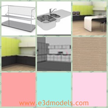 3d model the modern kitchen - This is a 3d model of the modern kitchen,which is clean and provides the modern furnitures.