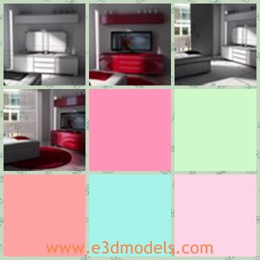 3d model the modern living room - This is a 3d model of the modern living room,which is clean and modern.The model is popular in life.
