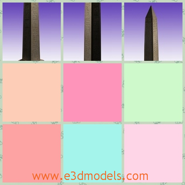 3d model the monument column - This is a 3d model of the monument column,which is tall and straight.The pillar is made of stone and it is the Egyptian style.
