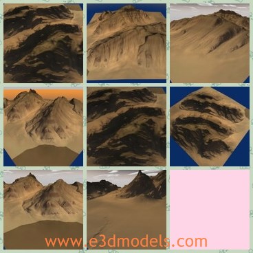 3d model the mountain - This is a 3d model of the mountain,which is barren and vacant.The mountain is seamless.