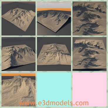 3d model the mountain and the desert - This is a 3d model of the ountain and the desert,which is large and barren.There is no green plants in it.