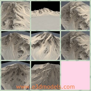 3d model the mountain in white - This is a 3d model of the mountain in white,which is large and hard.People can not live in this place for a week,for it lacks of water and food.