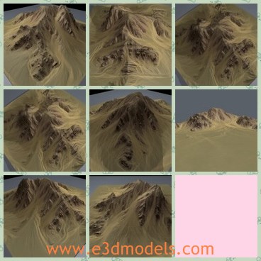 3d model the mountain with sands - This is a 3d model of the mountain with sands,which is barren and no green plants grow there.