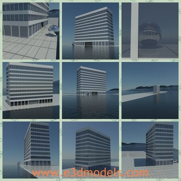 3d model the office building - This is a 3d model of the office building,which is high and new.The model is made of bricks and tiles.