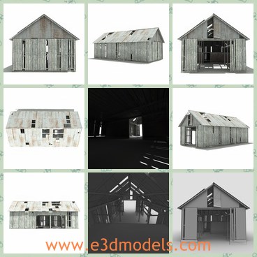 3d model the old barn - This is a 3d model fo the old barn,which is rusty and created with broken roof.The barn is the common building in farms.
