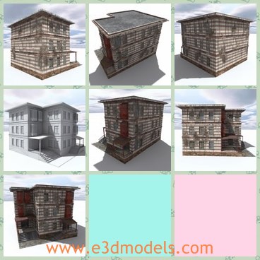 3d model the old building - This is a 3d model of the old building,which is wrecked and rustic.The house is detailed and textured.