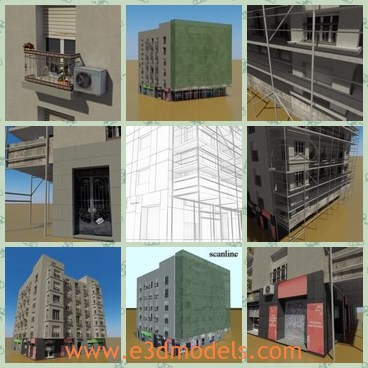 3d model the old building - This is a 3d model of the old building,which is made with office and balconies.