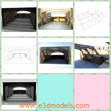 3d model the old hall - This is a 3d model of the old hall,which is old and stable.The model was made with a coutyard,which was made of the bricks.