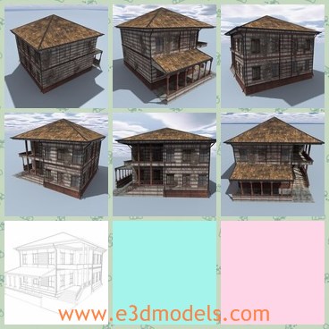 3d model the old house - This is a 3d model of the old house,which s rustic and abandoned.The model is low poly, which makes it suitable for use in games and real time applications.