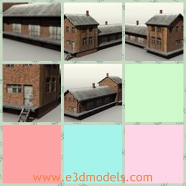 3d model the old house - This is a 3 model of the old house,which is made with bricks and has two layers.The house is made near the train station.