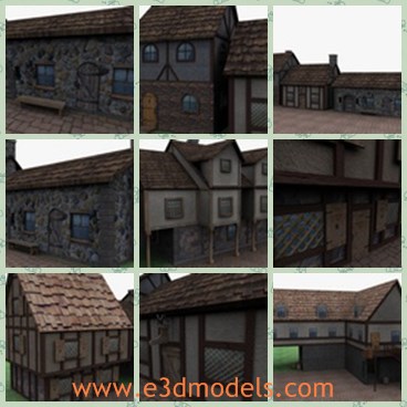3d model the old house - THis is a 3dmodel of the old house,which is the popular and famous style in mediecal time.The buildings are made near the street.