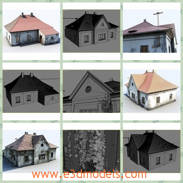 3d model the old house - This is a 3d model of the old house,which is damaged and ruined.The model is made in ancient time and now is abandoned.