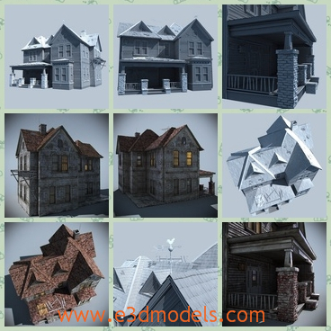 3d model the old house in Victorian time - This is a 3d model of the old house in Victorian time,which is old and abandoned.The model is made in special materials.