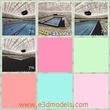 3d model the olympic pool - This is a 3d model of the Olympic pool,which is spacious and grand and safe.The model is made in high quality.
