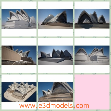 3d model the opera house - This is a 3d model of the Opera House,which is the landmark of Sydney.The theatre is located in Australia.