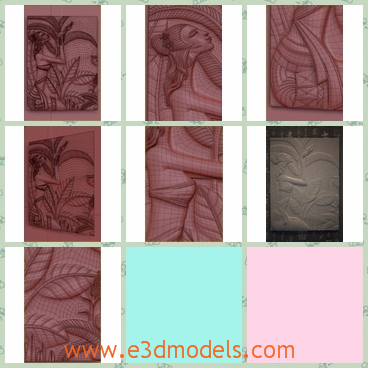 3d model the panel with a girl on it - This is a 3d model of the panel with a girl on it,which is special and can be served as the decoration in the room.