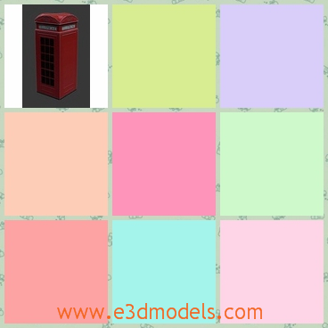 3d model the phone booth - This is a 3d model of the phone booth,which is red in London.The model is small and cute,and it is common in the London street.