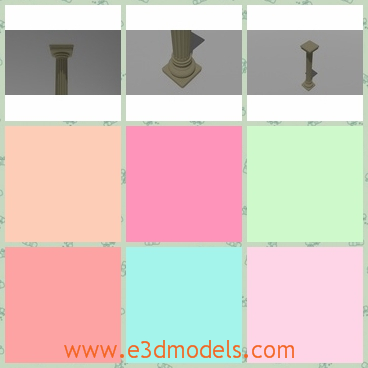 3d model the pillar - THis is a 3d model of the pillar,which is tall and modern.The model is one of the Roamn type.The model is fluted and special.