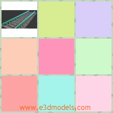 3d model the railway - This is a 3d model of the railway,which is a track of the railroad.The rail is straight and long.