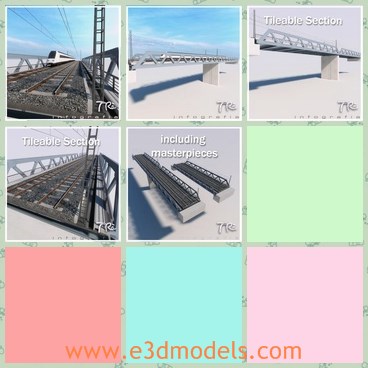 3d model the railway bridge - This is a 3d model of the railway bridge,which is adaptable and made with high quality.The raileay is ready to run recently.