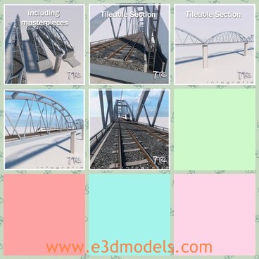 3d model the railway section - This is a 3d model of the railway section,which is tileable and adaptable.The model tracks along a pathdeform with a displacement of the same for the length of the section, so you can build bridges infinite and desired shape.