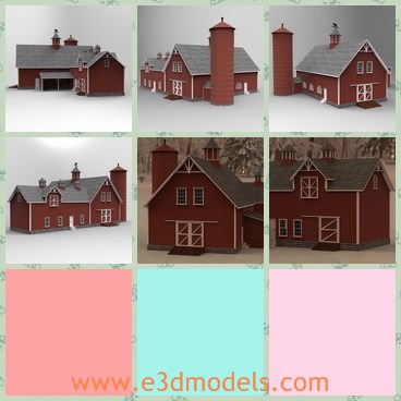 3d model the red barn - THis is a 3d model of the red barn,which is an agricultural building used for storage and as a covered workplace. It may sometimes be used to house animals or to store farming vehicles and equipment.