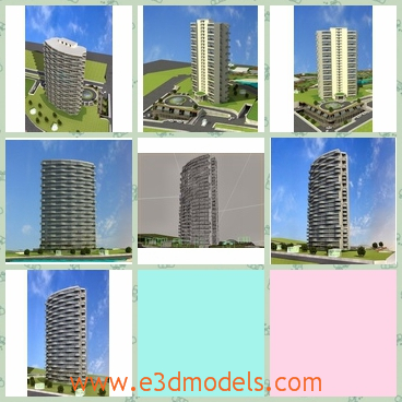 3d model the residence in modern style - This is a 3dmodel of the modern building,which was built in modern style and the building was made near the hotel and mall.