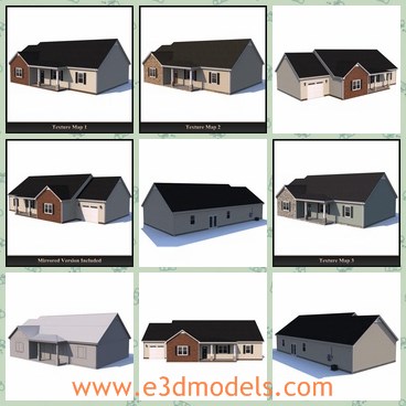 3d model the residential house - This is a 3d model of the residential house,which is built to be used as the garage of the industries.