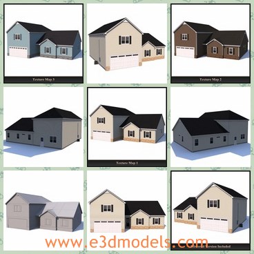3d model the residential house - This is a 3d model of the residential house,which is does not contain an inside model and is intended for external viewing only.