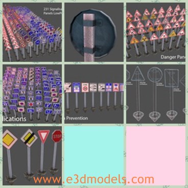 3d model the road signs - This is a 3d model of the warning signs of road,which is the necessary element of the road.The model is so practical in real life.
