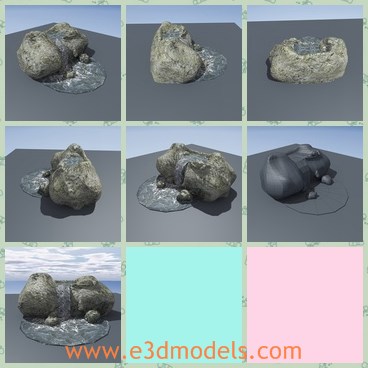 3d model the rock and the waterfall - This is a 3d model of the rock and the waterfall,which is large and beautiful.The model has no trees and plants around.