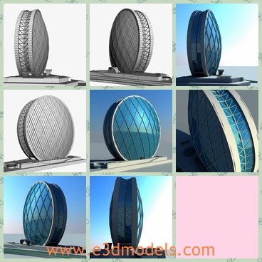 3d model the round building - This is a 3dmodel of the round building,the famous Aldar Headquater Abu Dhabi
Height - 110 meter.The model is designed by the most famous designer in the world.