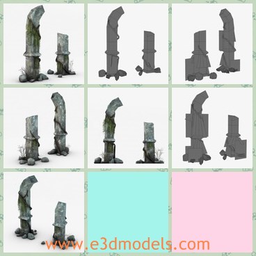3d model the ruined columns - This is a 3d model of the ruined columns,which is the stone pillars near the jungle.The columns are broken and abandoned.