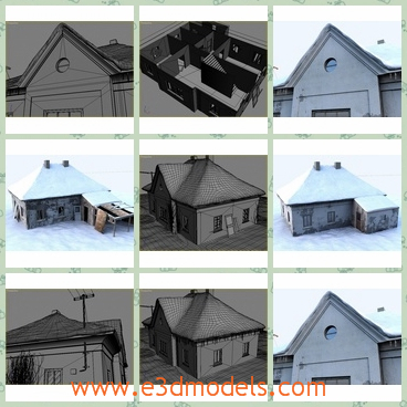 3d model the ruined house - This is a 3d model of the ruined house,which is built with a garden in the yard.The model is now abandoned and but still saved in details.