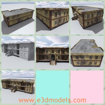 3d model the rustic house - This is a 3d model of the rustic house,which is abandoned and ruined.The house has the even roof.