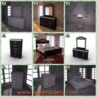 3d model the scene of a bedroom - This is a 3d model of the scene of a bedroom,which is made with fine materials and the nightstand is the newest product of the brand.