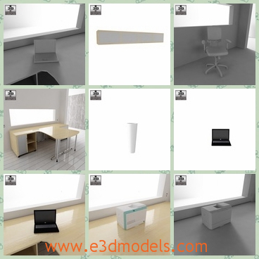 3d model the scene of a office - This is a 3d model of the scene of a office,which is modern and the chair and the desk in the office are so charming.