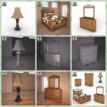 3d model the scene of the bedroom - This is a 3d model of the scene of the bedroom,which is wood and the model is the outstanding pot of the room.