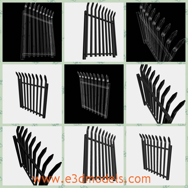 3d model the security fence made in steel - This is a 3d model of the security fence made in steel,which is sharp in the top and the materials are special.